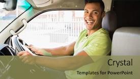  Presentation with delivery van - Amazing theme having camera outside the warehouse backdrop and a  colored foreground