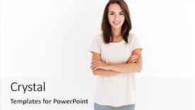  Presentation with indian woman face beauty - Slides having camera over white background background and a white colored foreground