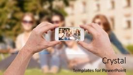  Presentation with education technology - Slide deck having camera phone - education technology summer holidays background and a coral colored foreground