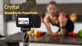  Presentation with healthy food - Cool new presentation with camera recording healthy food tutorial backdrop and a tawny brown colored foreground