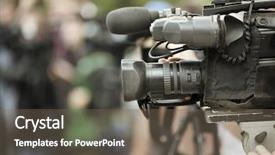  Presentation with shooting - Presentation consisting of camera reel - news shooting background and a gray colored foreground