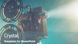  Presentation with old style - PPT theme enhanced with camera reel - old style movie projector still-life background and a teal colored foreground