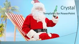  Presentation with santa claus holding scroll paper - Beautiful PPT layouts featuring camera seated on a beach backdrop and a cool aqua colored foreground
