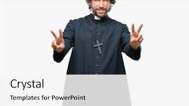  Presentation with catholic peace - PPT layouts featuring camera showing fingers doing victory background and a white colored foreground