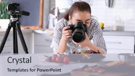 Presentation with professional - Presentation design consisting of camera taking still life pictures background and a light gray colored foreground