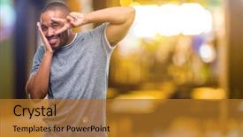  Presentation with beard - Theme having camera through fingers in victory background and a gold colored foreground