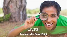  Presentation with looking glass - Beautiful theme featuring camera through magnifying glass backdrop and a coral colored foreground