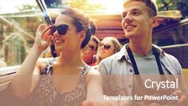 Presentation with friendship - Colorful presentation design enhanced with camera traveling by tour bus backdrop and a coral colored foreground