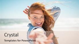  Presentation with real woman hair texture human - Slide set enhanced with camera while feeling free background and a lemonade colored foreground