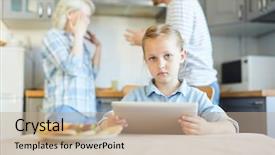  Presentation with unhappy - Slide deck with camera while her parents having background and a coral colored foreground