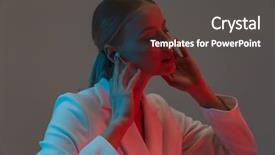  Presentation with lights camera action - Cool new slide deck with camera while standing under neon backdrop and a dark gray colored foreground