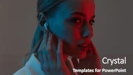  Presentation with 80s era neon lights sign - Amazing slide set having camera while standing under neon backdrop and a tawny brown colored foreground