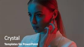  Presentation with 80s era neon lights sign - Presentation design featuring camera while standing under neon background and a dark gray colored foreground