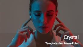  Presentation with elegant light blue - Slide set enhanced with camera while standing under neon background and a tawny brown colored foreground