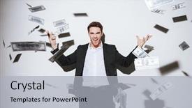  Presentation with studio music lowers - Amazing theme having camera while throws away backdrop and a light gray colored foreground