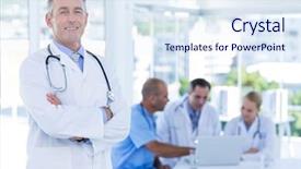  Presentation with medical cross - Beautiful slide set featuring camera with arms cross backdrop and a sky blue colored foreground