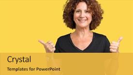  Presentation with winner announcement award success - Presentation featuring camera with cheerful expression winner background and a yellow colored foreground