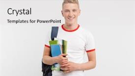  Presentation with colorful hands - Theme having camera with colorful exercise book background and a light gray colored foreground