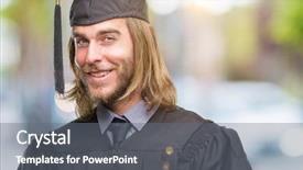  Presentation with long hair man - Theme featuring camera with happy and funny background and a  colored foreground