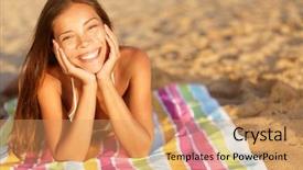  Presentation with multicultural - Slide set enhanced with smile on her face multicultural background and a coral colored foreground