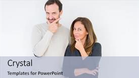  Presentation with movie theater loving couple - Slide deck having camera with smile with cross background and a  colored foreground