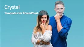  Presentation with confident love - Slide deck featuring camera with smile with cross background and a teal colored foreground