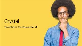  Presentation with african american business - Slide deck having camera with smile with cross background and a yellow colored foreground