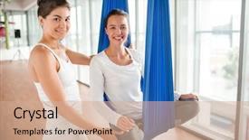  Presentation with women - Audience pleasing PPT theme consisting of camera with smiles during aero backdrop and a coral colored foreground