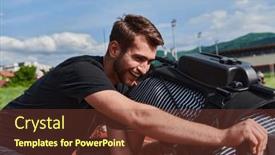  Presentation with course - PPT theme with cameraman-filming-the-participants background and a tawny brown colored foreground