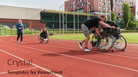  Presentation with marathon - Presentation consisting of cameraman-filming-the-participants background and a coral colored foreground