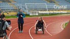  Presentation with course - Theme having cameraman-filming-the-participants background and a gray colored foreground