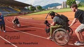  Presentation with course - Slide set consisting of cameraman-filming-the-participants background and a tawny brown colored foreground