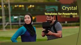  Presentation with marathon - Presentation theme enhanced with cameraman-filming-the-participants background and a tawny brown colored foreground