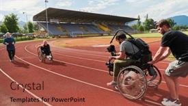  Presentation with marathon - Presentation theme with cameraman-filming-the-participants background and a red colored foreground