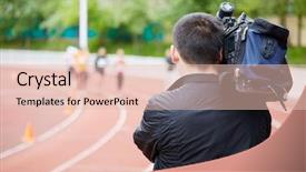  Presentation with running - Beautiful slide deck featuring cameraman shoots running races view backdrop and a lemonade colored foreground