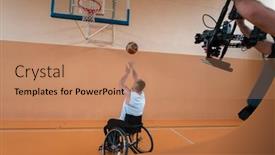  Presentation with equipment - Colorful presentation theme enhanced with cameraman-with-professional-equipment-records backdrop and a  colored foreground