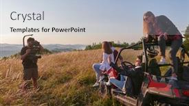  Presentation with film - Slides consisting of cameramen-with-professional-equipment-film background and a lemonade colored foreground