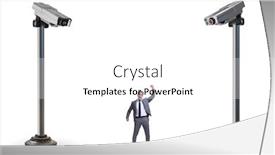  Presentation with cameras - Audience pleasing slide deck consisting of cameras-wathing-man-in-spying backdrop and a white colored foreground