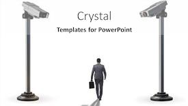  Presentation with cameras - Cool new presentation design with cameras-wathing-man-in-spying backdrop and a white colored foreground