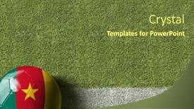  Presentation with soccer field - Colorful PPT layouts enhanced with cameroon-ball-in-a-soccer backdrop and a tawny brown colored foreground