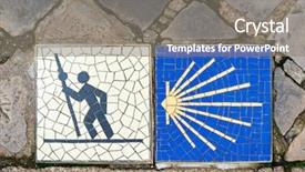  Presentation with france - Amazing slide deck having camino de santiago pilgrimage sign backdrop and a gray colored foreground