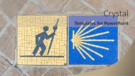  Presentation with france - PPT theme consisting of camino-de-santiago-pilgrimage-sign background and a mint green colored foreground