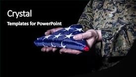  Presentation with fold - Slide set having camo - american army soldier with flag background and a black colored foreground