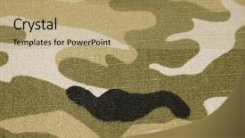  Presentation with fabric - Presentation design enhanced with camo - camouflage texture pattern fabric detail background and a coral colored foreground