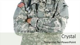 Presentation with military doctor - Presentation design with camo - closeup of a military doctor background and a mint green colored foreground