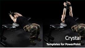  Presentation with exercise - PPT theme with camo - dumbbell pull over exercise studio background and a black colored foreground