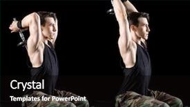  Presentation with movement exercise - Slide deck featuring camo - overhead triceps press exercise studio background and a black colored foreground