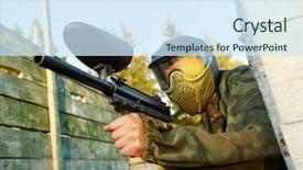  Presentation with marker - Amazing slide set having camo - paintball player in prootective uniform backdrop and a sky blue colored foreground