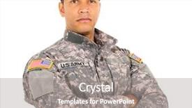  Presentation with military - PPT theme enhanced with camo - portrait of american military soldier background and a gray colored foreground