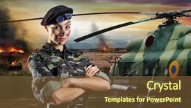  Presentation with military - Colorful presentation enhanced with camo - soldier woman in military uniform backdrop and a tawny brown colored foreground